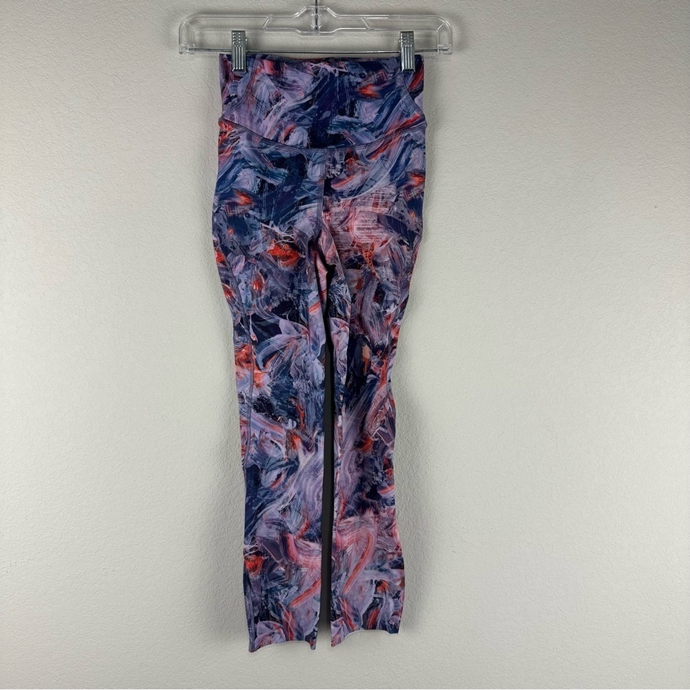 Lululemon Atmostpheric Purple Orange Base Pace Brushed Nulux Crop Leggings 0